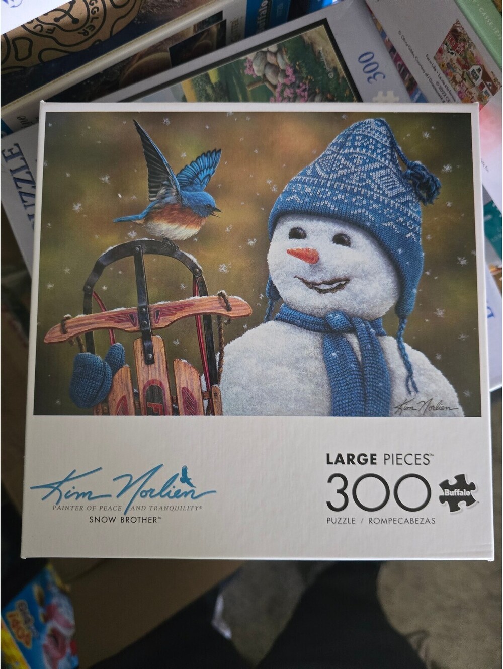 Buffalo Snow Brother 300 Pc Large Piece Jigsaw Puzzle Kim Norlien Complete